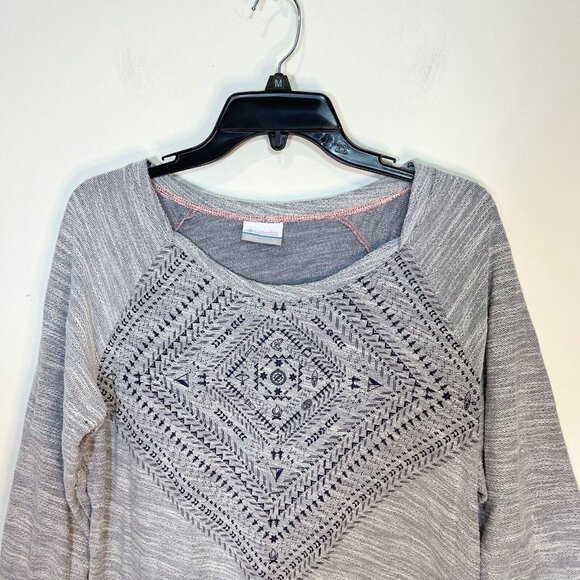 COLUMBIA SPORTSWEAR Shirt L Womens Grey Aztec Print Boho‎ Top Size Large - Picture 6 of 11